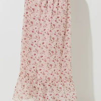 Blush Floral Print Waist Tie Maxi Skirt