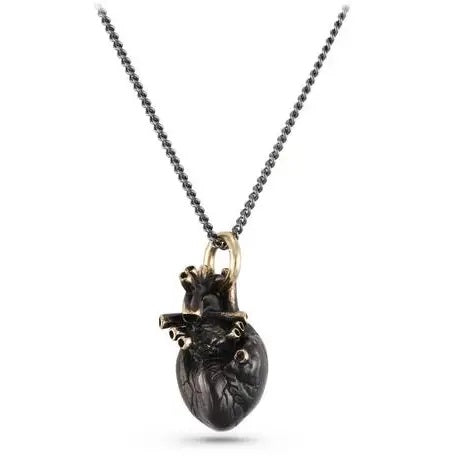Black Anatomical Heart Necklace