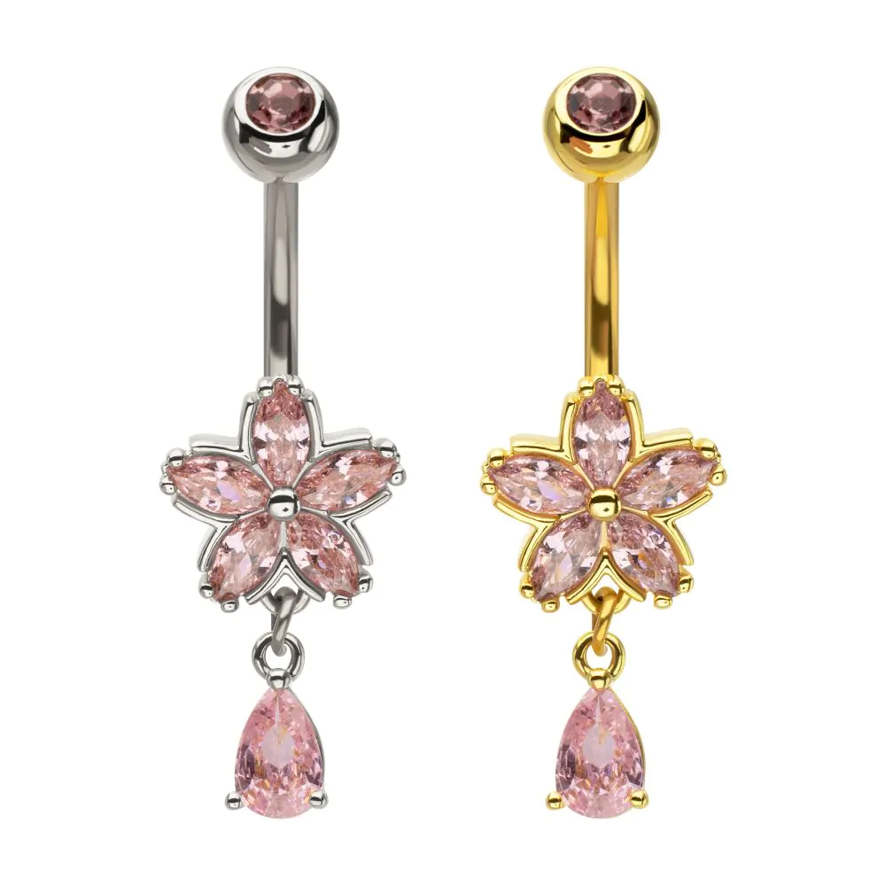 Blossom With Teardrop Dangle Navel