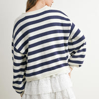 Button Front Striped Sweater
