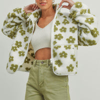Daisy Flower Fleece Sherpa Jacket