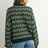 Geometric Crew neck Long Sleeve Sweater