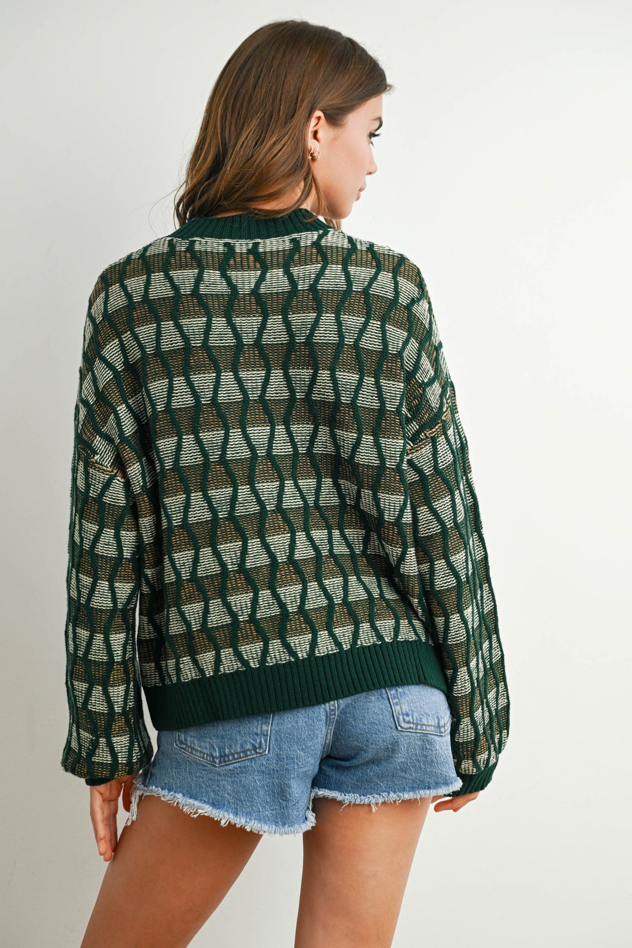 Geometric Crew neck Long Sleeve Sweater