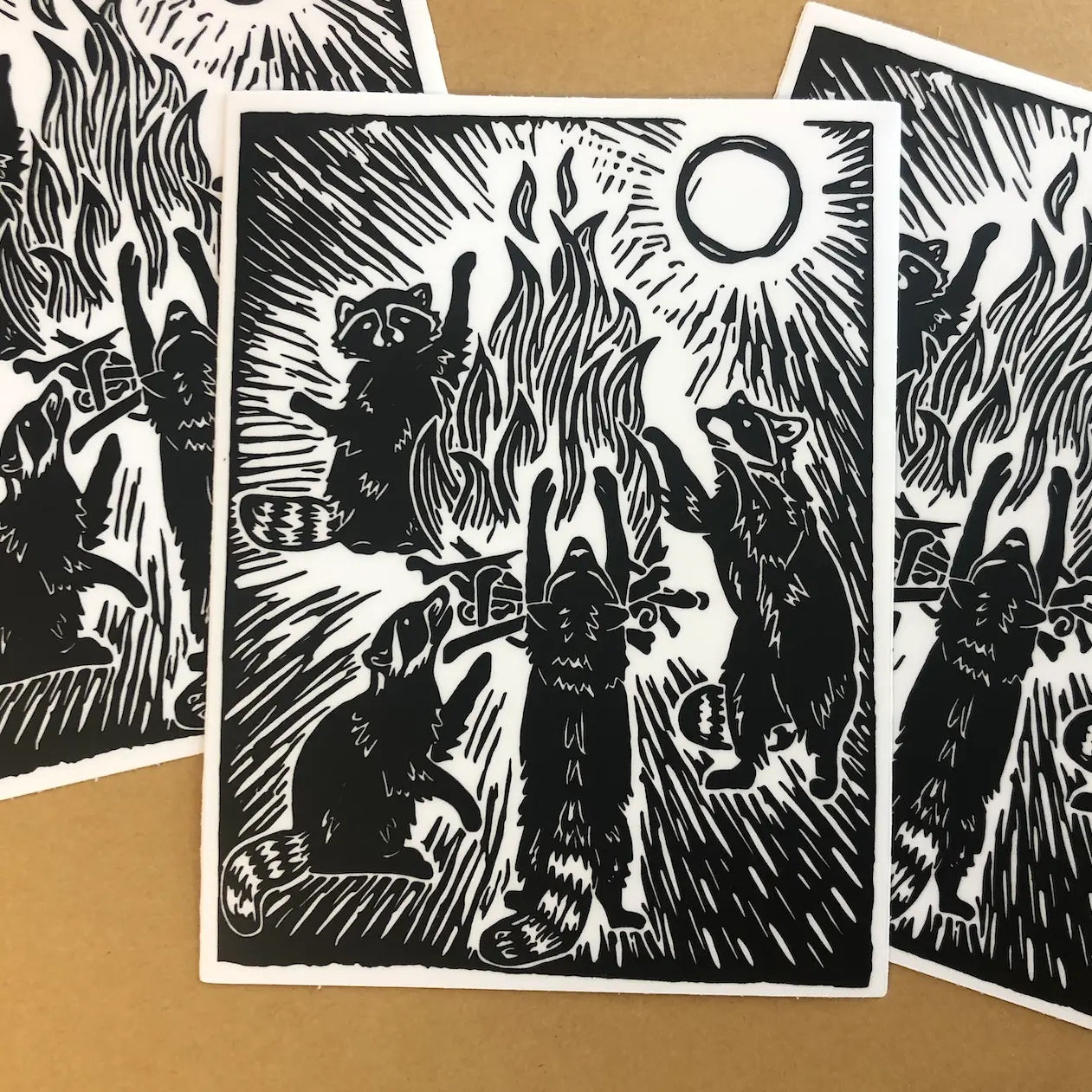 Raccoon Bonfire Sticker