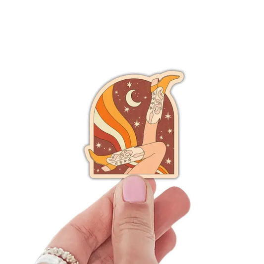 Cowgirl Boot Night Sky Sticker