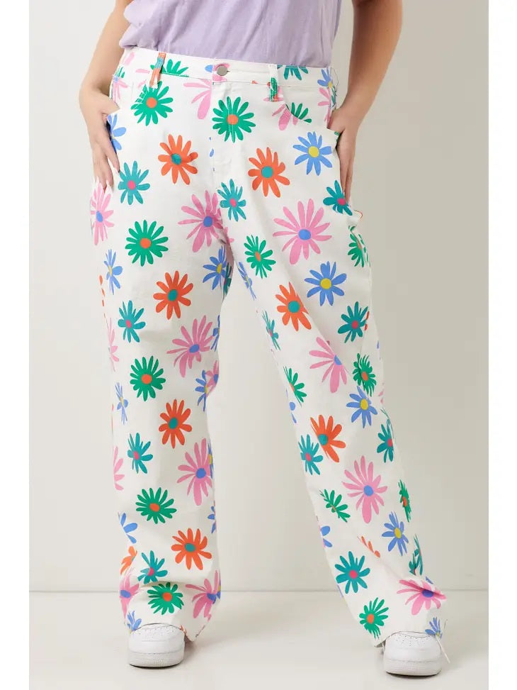 Print Stretch Denim Pant Plus Size