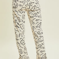 Floral Print Stretch Denim Pants