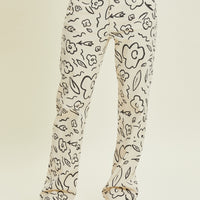 Floral Print Stretch Denim Pants