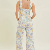 Belted Floral Denim Jumpsuit