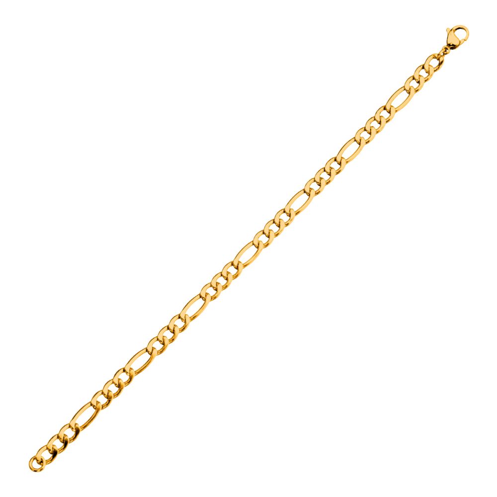 Gold IP Figaro Chain Bracelet with a lobster closure 5.6mm