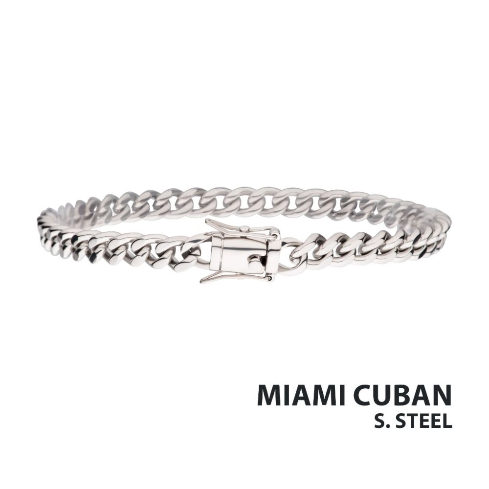 6mm Steel Miami Cuban Chain Bracelet 8"