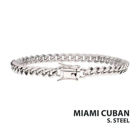 6mm Steel Miami Cuban Chain Bracelet 8.5"