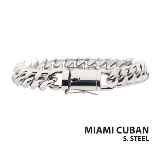 10mm Steel Miami Cuban Chain Bracelet 8"