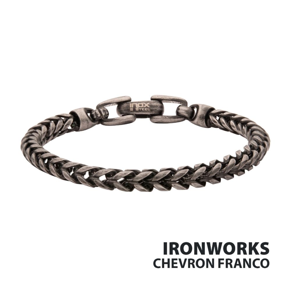 Steel Franco Chain Brushed Antique Finish 8.5"