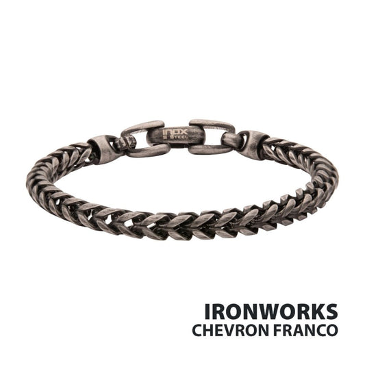 Steel Franco Chain Brushed Antique Finish 8.5"