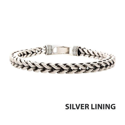 Steel Silver IP Franco Chain Bracelet 8.5"