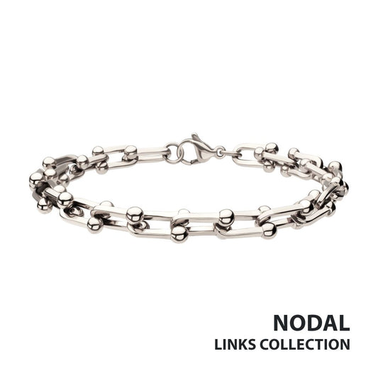 Stainless Steel Nodal Link Chain Bracelet 8"
