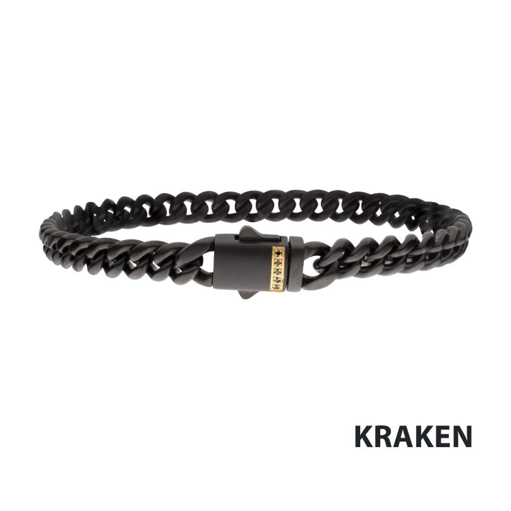 8mm Black IP Steel Matte Miami Cuban Bracelet w/ Black Sapphire
