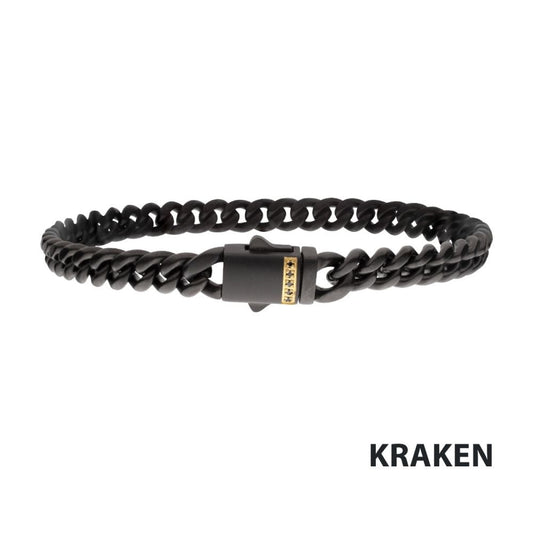 8mm Black IP Steel Matte Miami Cuban Bracelet w/ Black Sapphire
