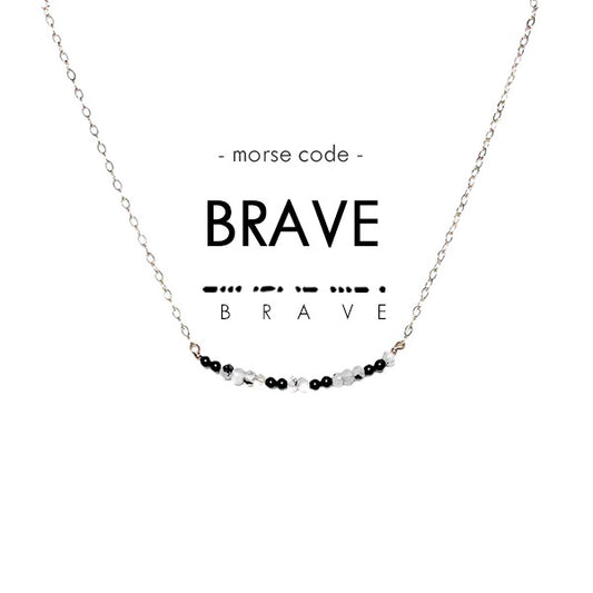 Brave Morse Code Dainty Stone Necklace