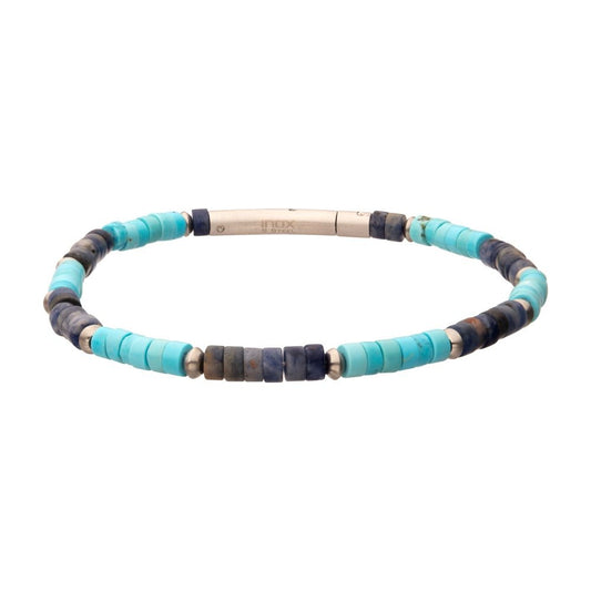 Turquoise / Sodalite Bead Bracelet 8.25"