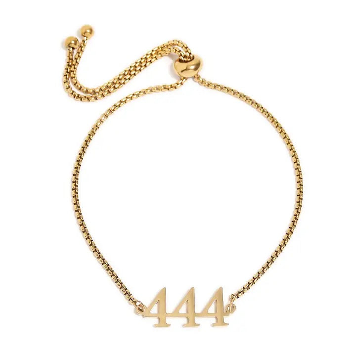 18K Gold Pvd Stainless Steel Angel Number Bracelet 444