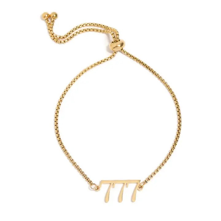 18K Gold Pvd Stainless Steel Angel Number Bracelet 777