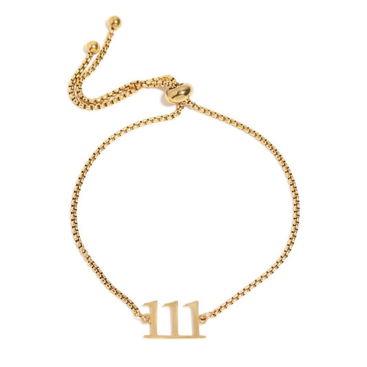 18K Gold Pvd Stainless Steel Angel Number Bracelet 111