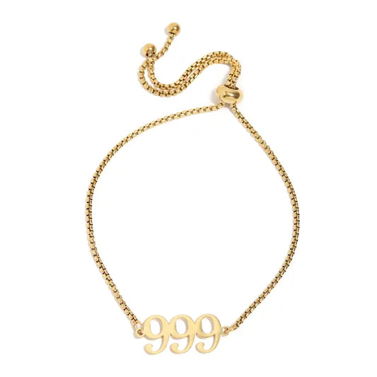 18K Gold Pvd Stainless Steel Angel Number Bracelet 999