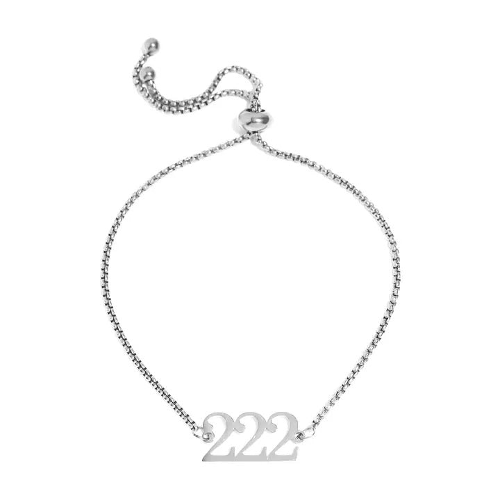 Stainless Steel Angel Number Bracelet 222