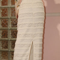 Textured Lace Maxi Skirt With Back Slit