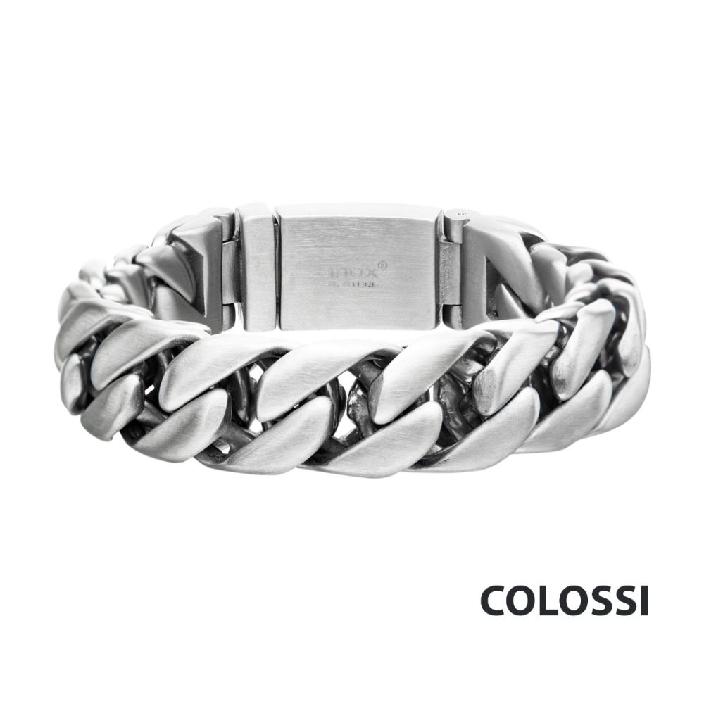 Double Layer Matte Curb Link Chain Bracelet 8.5"