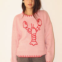 Lobster sweater with stitching hem
