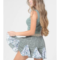 Tie Smocked Waist Printed Shorts