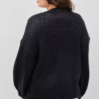 Plus Size Knit Caridgan W Bubble Sleeve