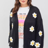 Plus Size Knit Caridgan W Bubble Sleeve