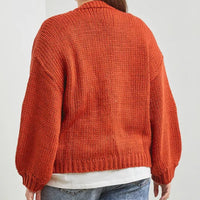 Plus Knit Cardigan W Bubble Sleeve