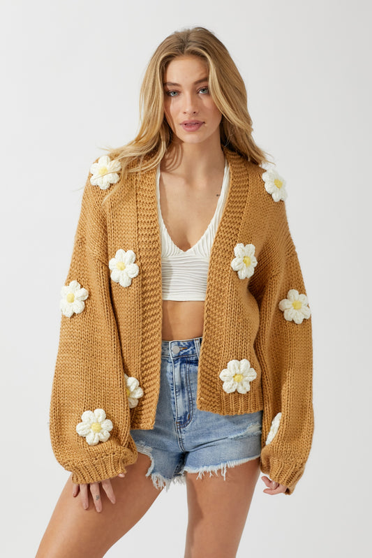 Knit Cardigan With Bubble Sleeve