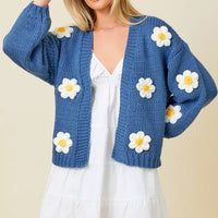 Knit Cardigan W Bubble Sleeve
