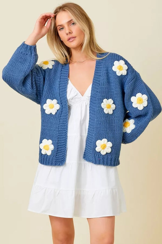 Knit Cardigan W Bubble Sleeve