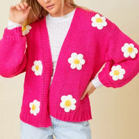 Knit Cardigan W Bubble Sleeve