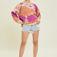 Floral Pattern Knit Sweater