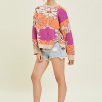 Floral Pattern Knit Sweater