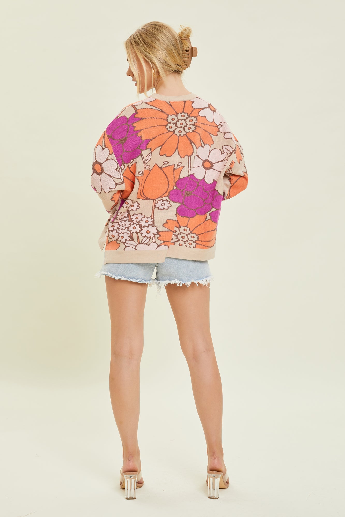 Floral Pattern Knit Sweater