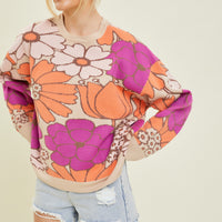 Floral Pattern Knit Sweater