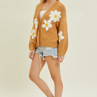 Floral Cardigan W Buttons Sweater
