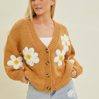 Floral Cardigan W Buttons Sweater