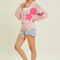 Floral Knit Cardigan Sweater