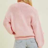 Floral Knit Cardigan Sweater