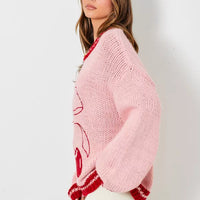 Cherry Ribbon Knit Sweater